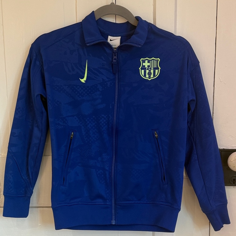 Nike Kids Royal Blue Soccer Jacket with Neon Accents